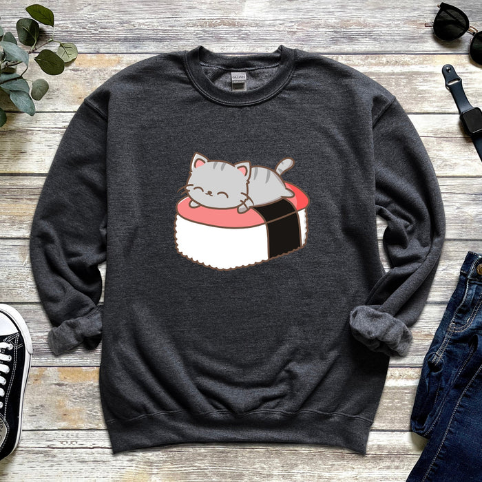 Cat Napping on Sushi Unisex Sweatshirt