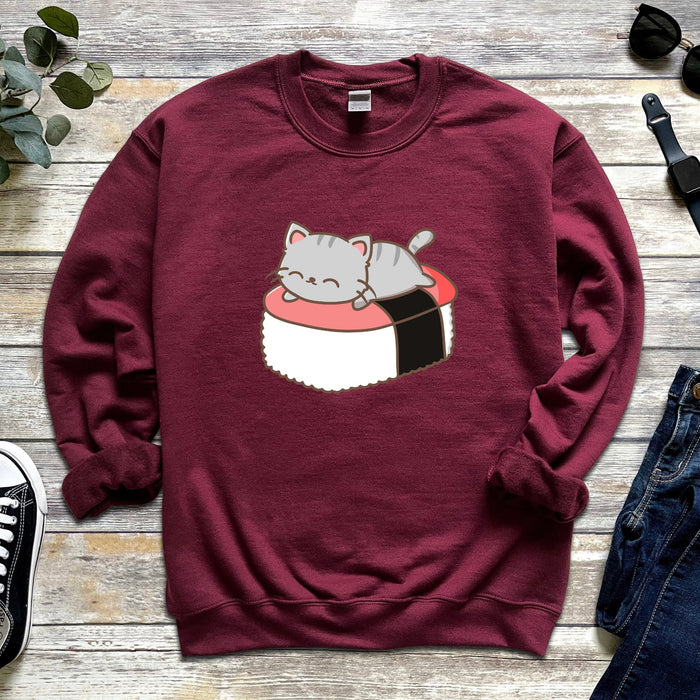 Cat Napping on Sushi Unisex Sweatshirt