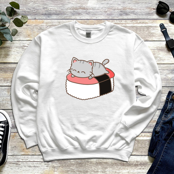 Cat Napping on Sushi Unisex Sweatshirt
