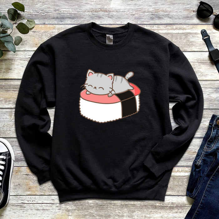 Cat Napping on Sushi Unisex Sweatshirt