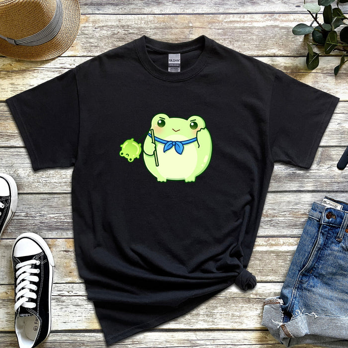 Light Green Saluting Frog T-Shirt | Tiktok Douyin Chinese Meme Frog Green Toad Frog Balloon Bandana T-Shirt Funny Japanese Meme Streetwear