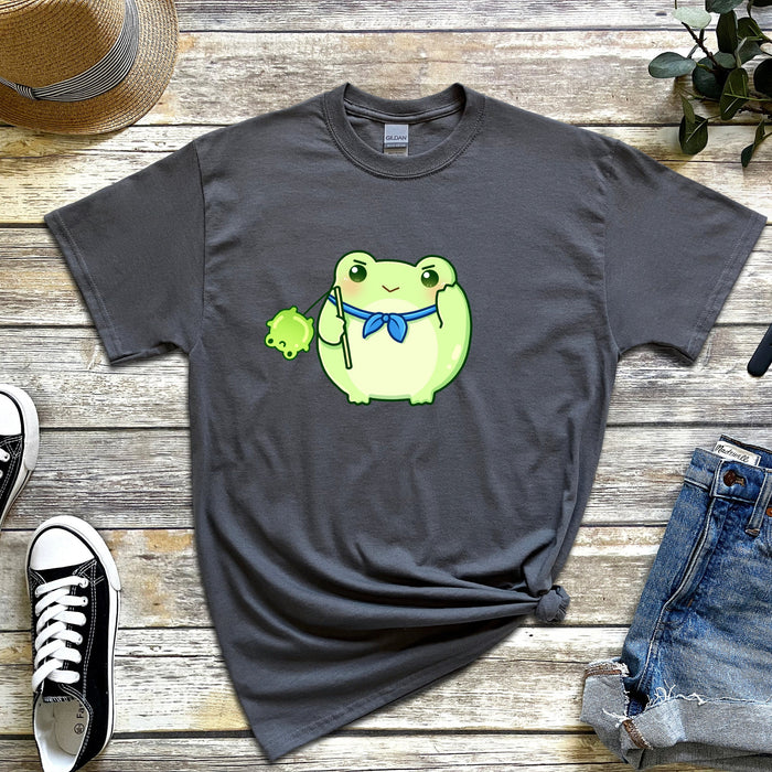 Light Green Saluting Frog T-Shirt | Tiktok Douyin Chinese Meme Frog Green Toad Frog Balloon Bandana T-Shirt Funny Japanese Meme Streetwear