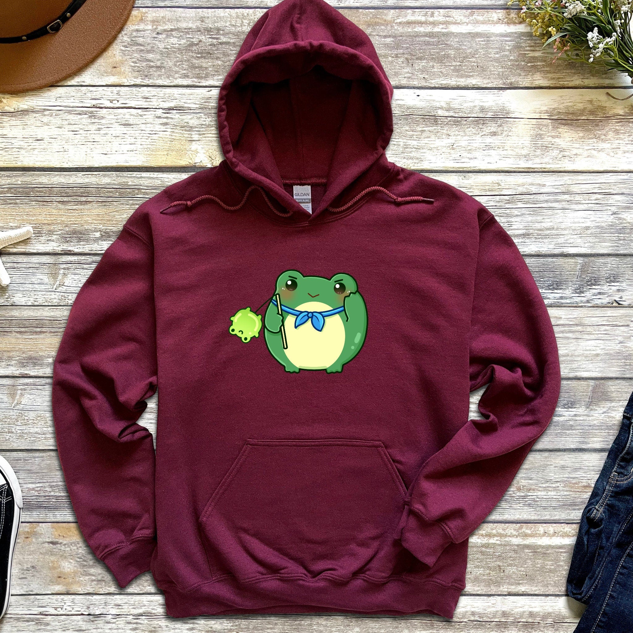 Dark Green Saluting Frog Hoodie