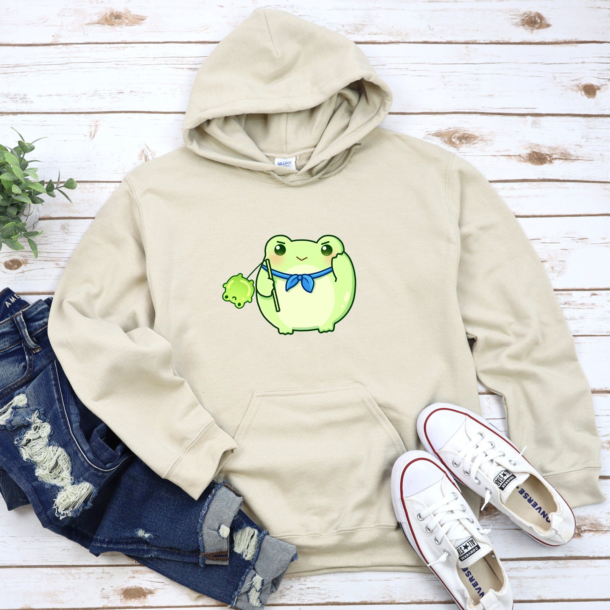 Green Saluting Frog Hoodie