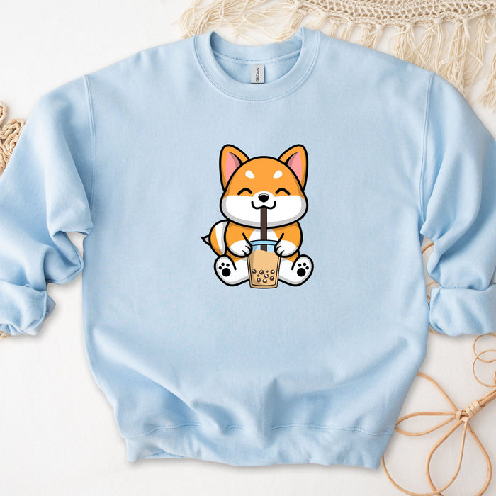 Corgi Sipping Boba Tea Unisex Sweatshirt