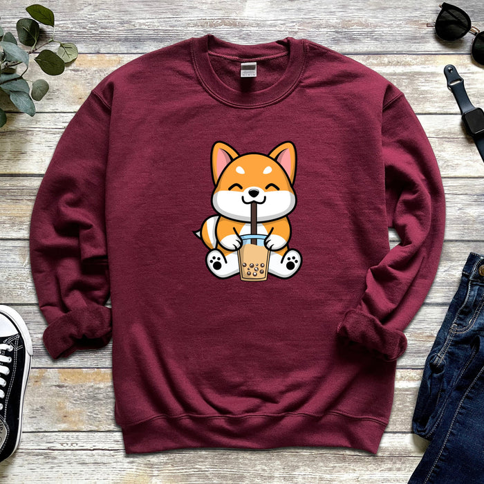 Corgi Sipping Boba Tea Unisex Sweatshirt