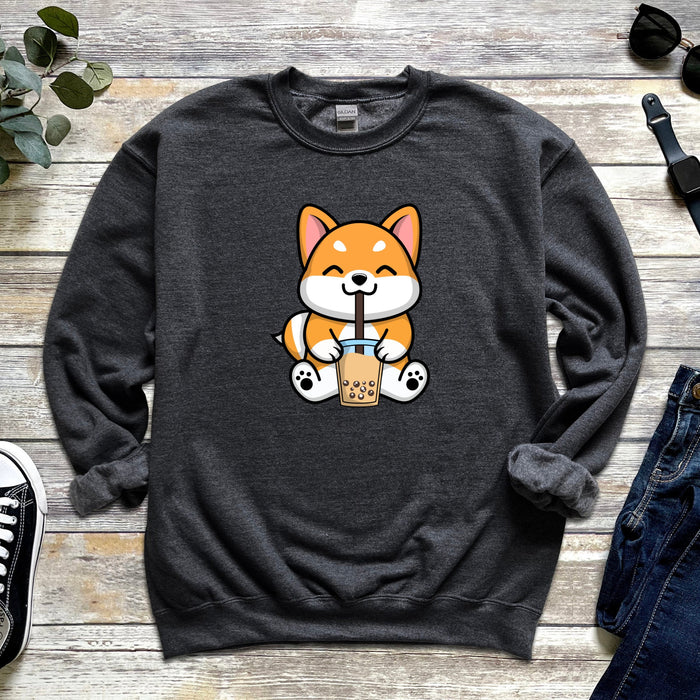 Corgi Sipping Boba Tea Unisex Sweatshirt