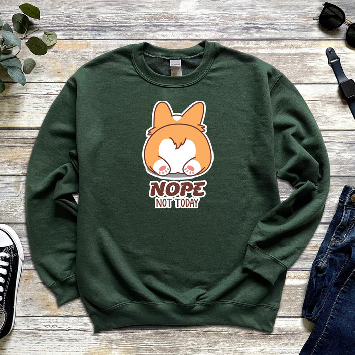 Corgi Butt "Nope" Unisex Sweatshirt | Gift Sweatshirt for Dog Lover Crewneck Cute Kawaii Japanese Streetwear, Kawaii Animal Present Japanese