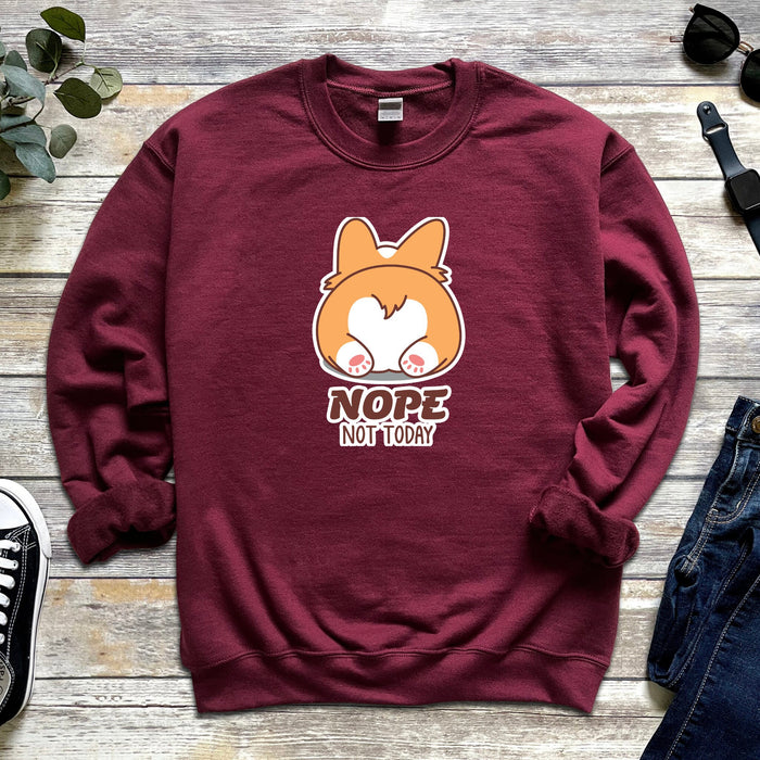 Corgi Butt "Nope" Unisex Sweatshirt | Gift Sweatshirt for Dog Lover Crewneck Cute Kawaii Japanese Streetwear, Kawaii Animal Present Japanese