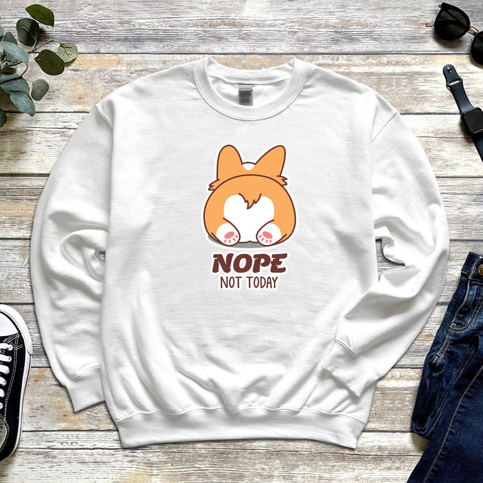 Corgi Butt "Nope" Unisex Sweatshirt | Gift Sweatshirt for Dog Lover Crewneck Cute Kawaii Japanese Streetwear, Kawaii Animal Present Japanese