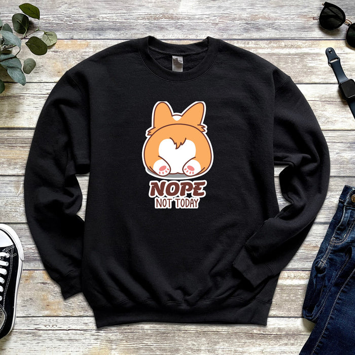 Corgi Butt "Nope" Unisex Sweatshirt | Gift Sweatshirt for Dog Lover Crewneck Cute Kawaii Japanese Streetwear, Kawaii Animal Present Japanese