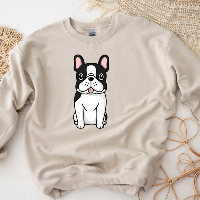 Black & White Bulldog Drinking Boba Tea Unisex Sweatshirt