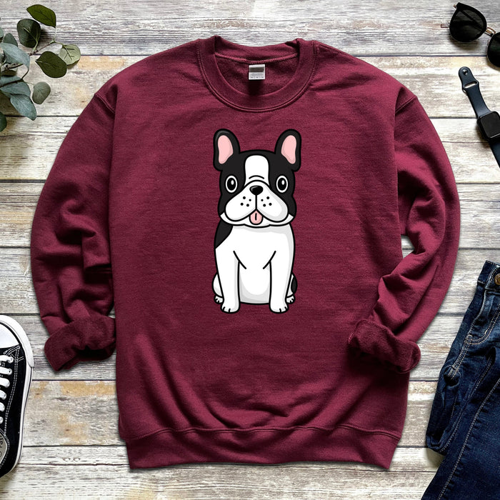 Black & White Bulldog Drinking Boba Tea Unisex Sweatshirt