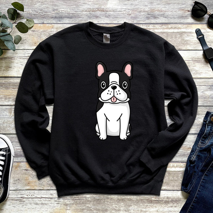 Black & White Bulldog Drinking Boba Tea Unisex Sweatshirt