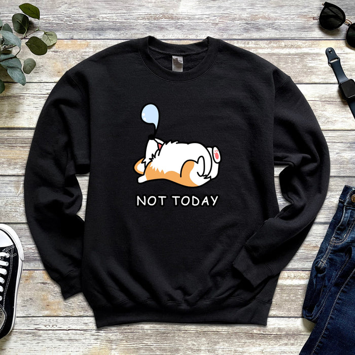 Sleeping Dog "Not Today"  Unisex Sweatshirt | Puppy Dog Mom Corgi Shirt Cute Shiba Inu Doge Dog Dogecoin Japanese Streetwear Snoozing Nap