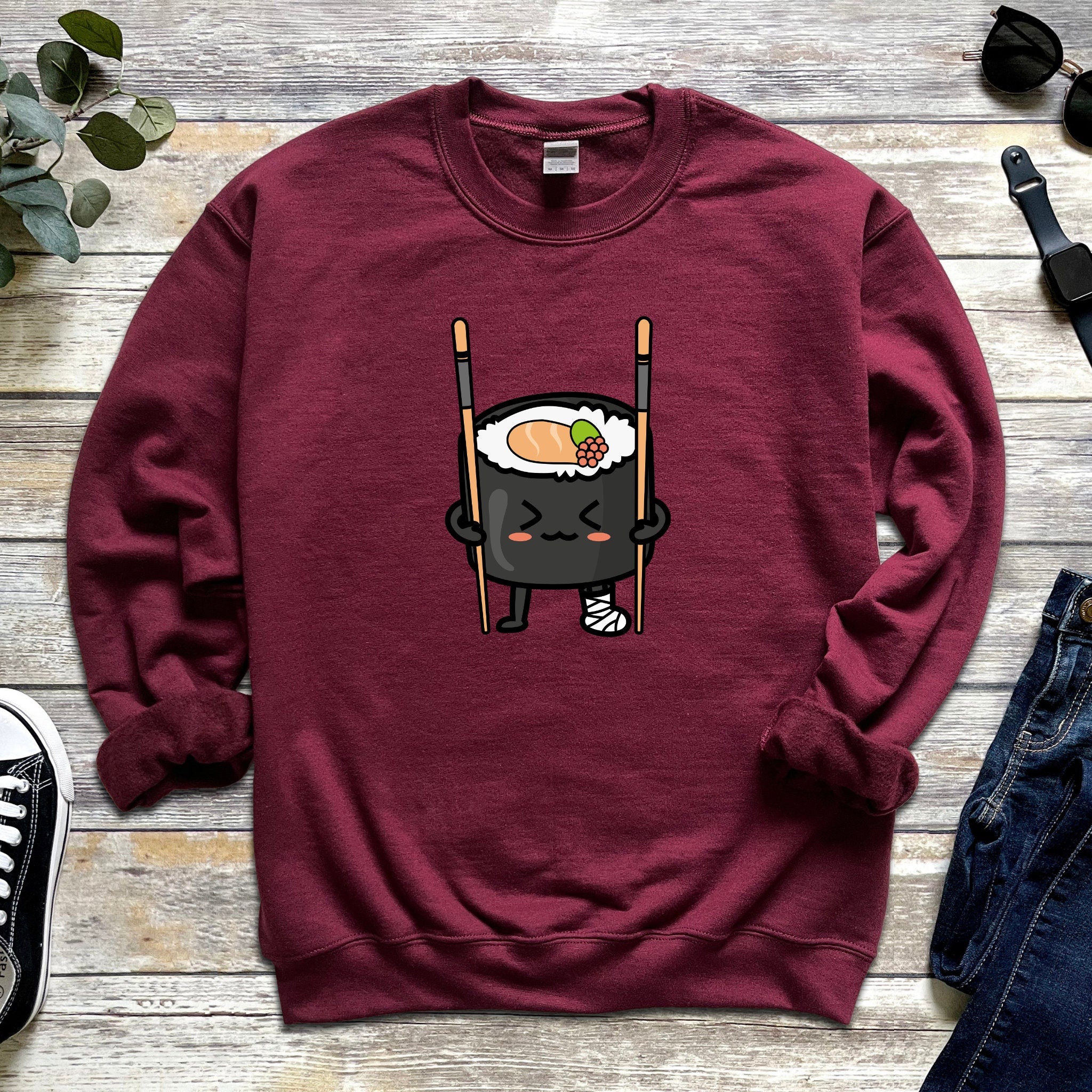 Funny Sushi on Crutches Unisex Sweatshirt