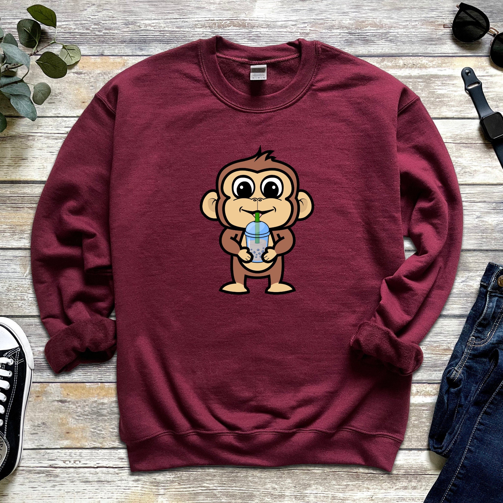 Boba Tea Monkey Unisex Sweatshirt