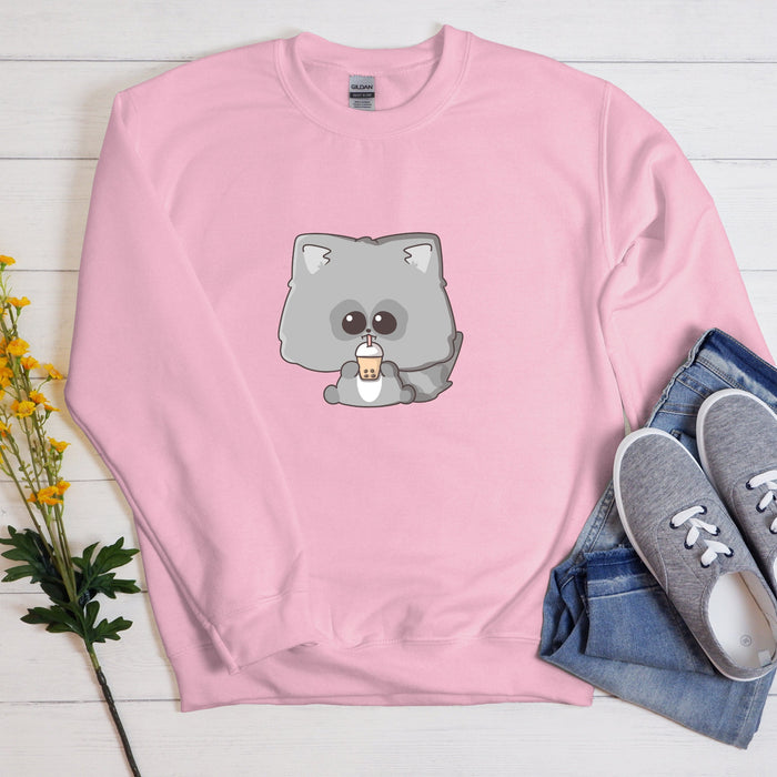 Baby Raccoon Drinking Boba Tea Unisex Sweatshirt