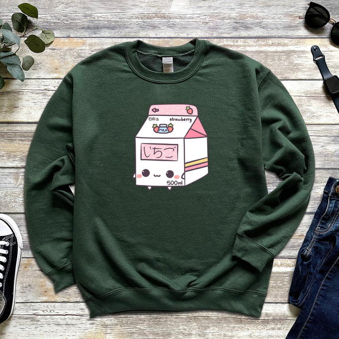 Adorable Boxed Strawberry Milk Unisex Sweatshirt