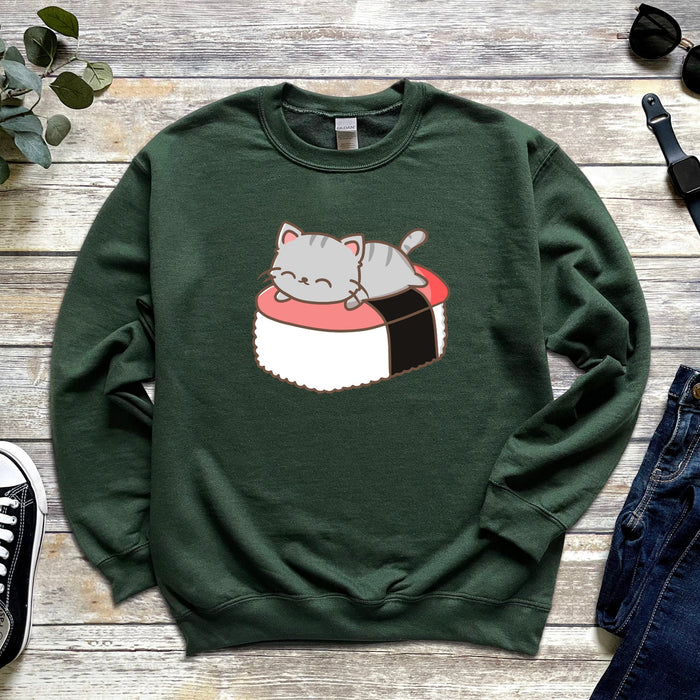 Cat Napping on Sushi Unisex Sweatshirt