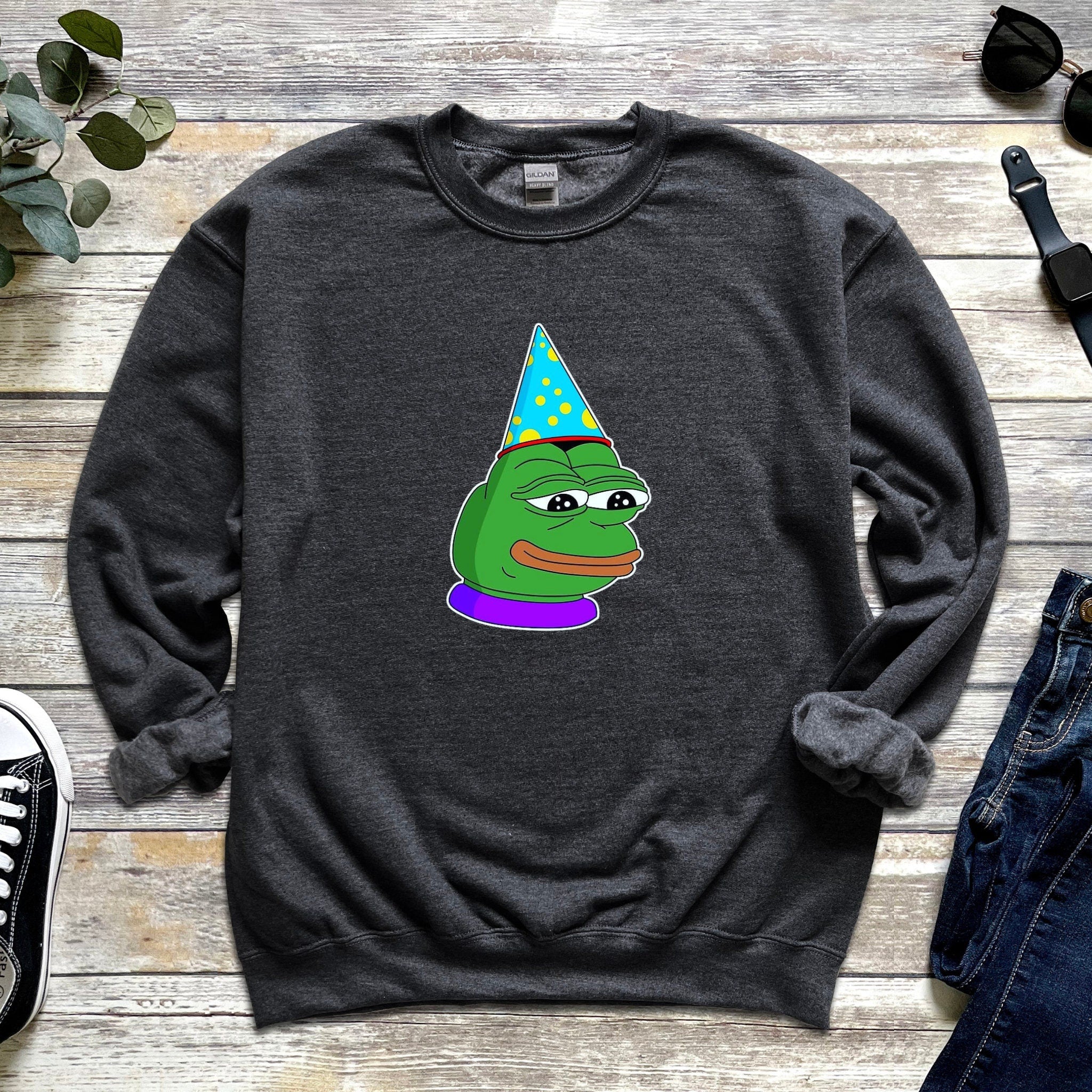 Birthday Hat Pepe the Frog Unisex Sweatshirt