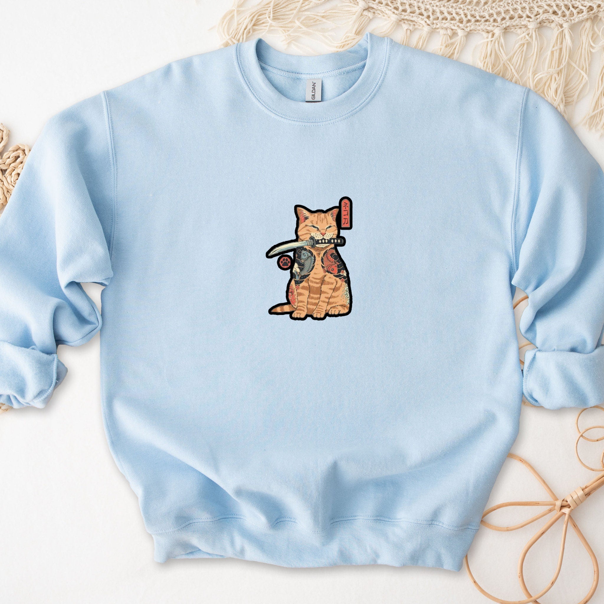 Traditional Japanese Samurai Cat Warrior Unisex Sweatshirt