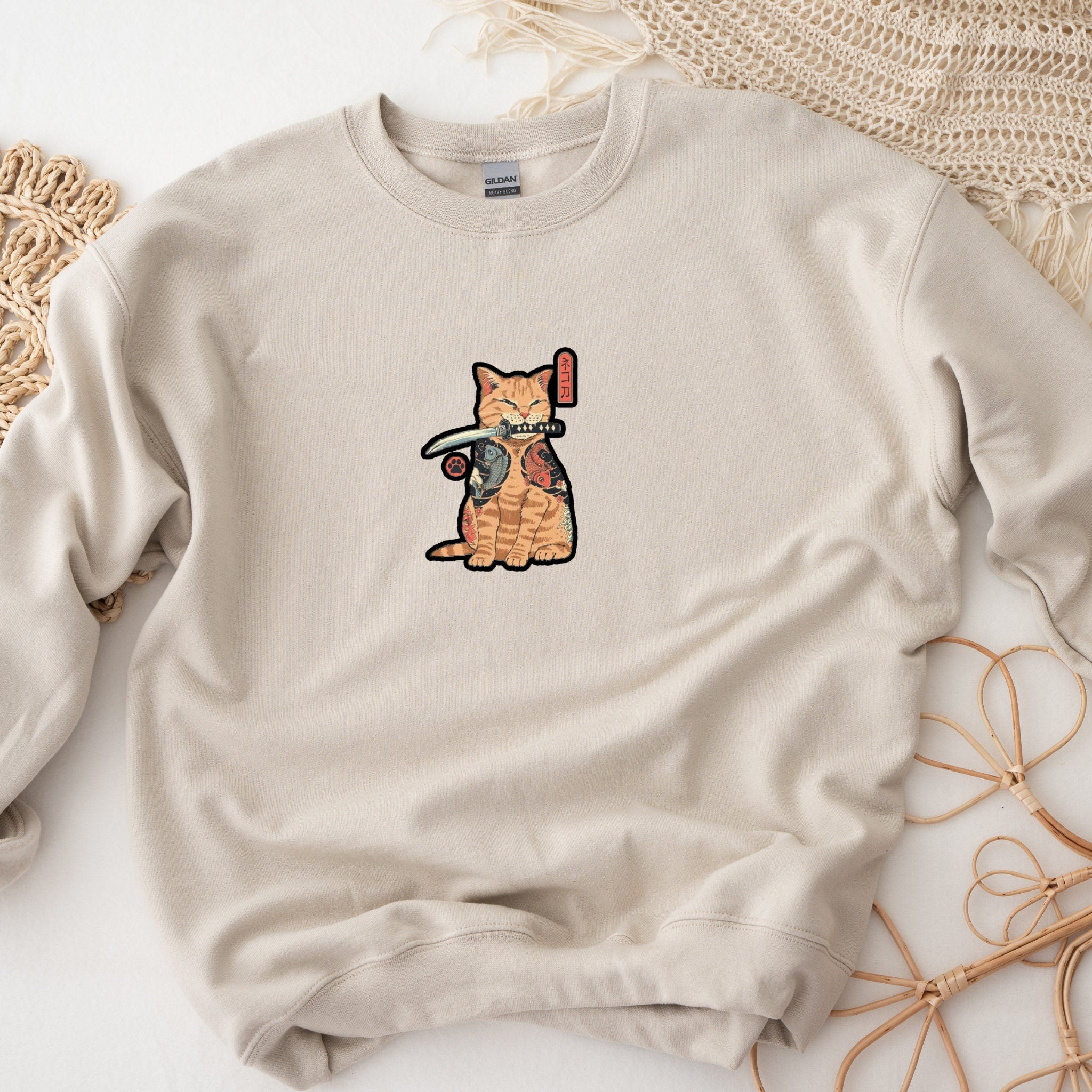 Traditional Japanese Samurai Cat Warrior Unisex Sweatshirt