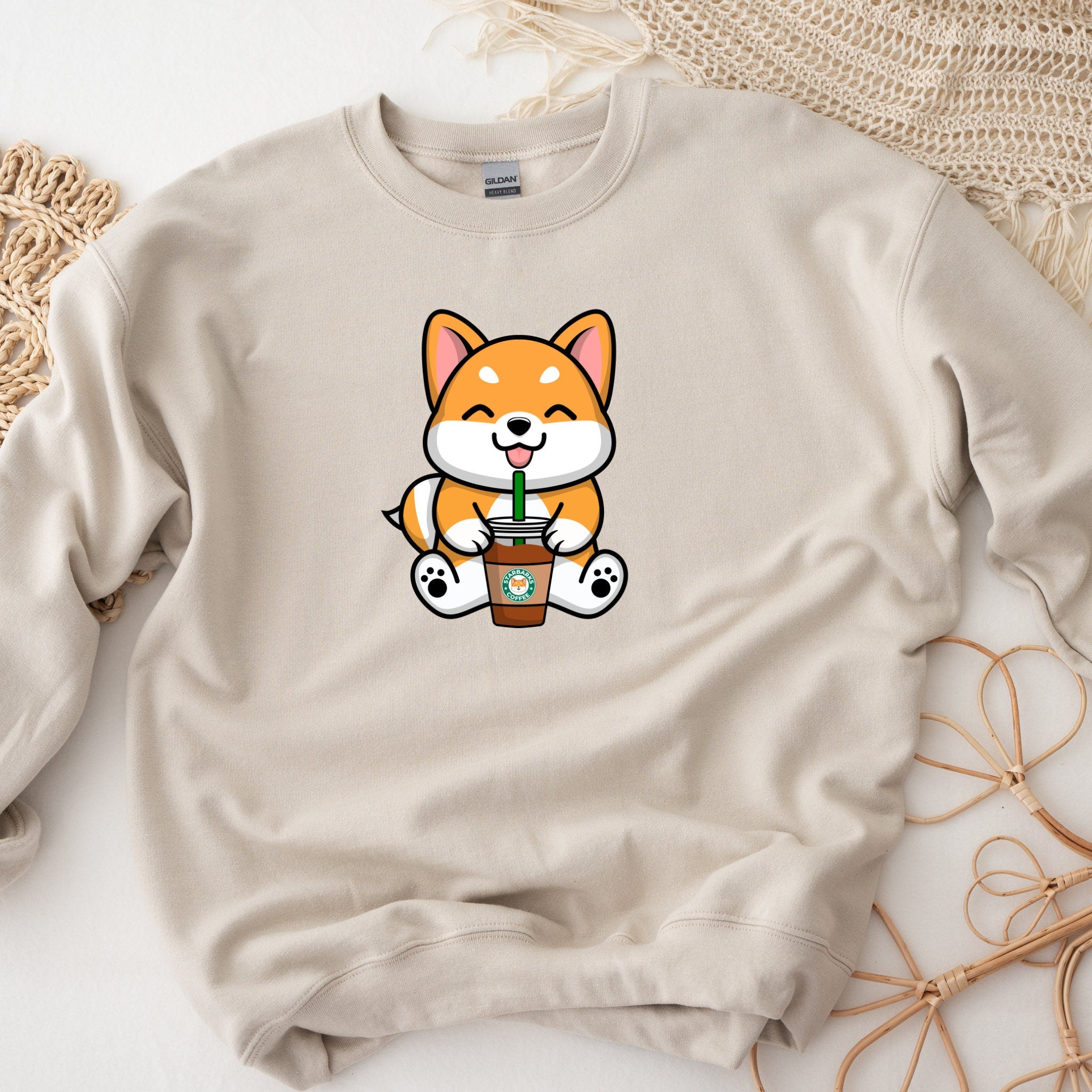 Corgi Drinking "StarBarks" Coffee Unisex Sweatshirt