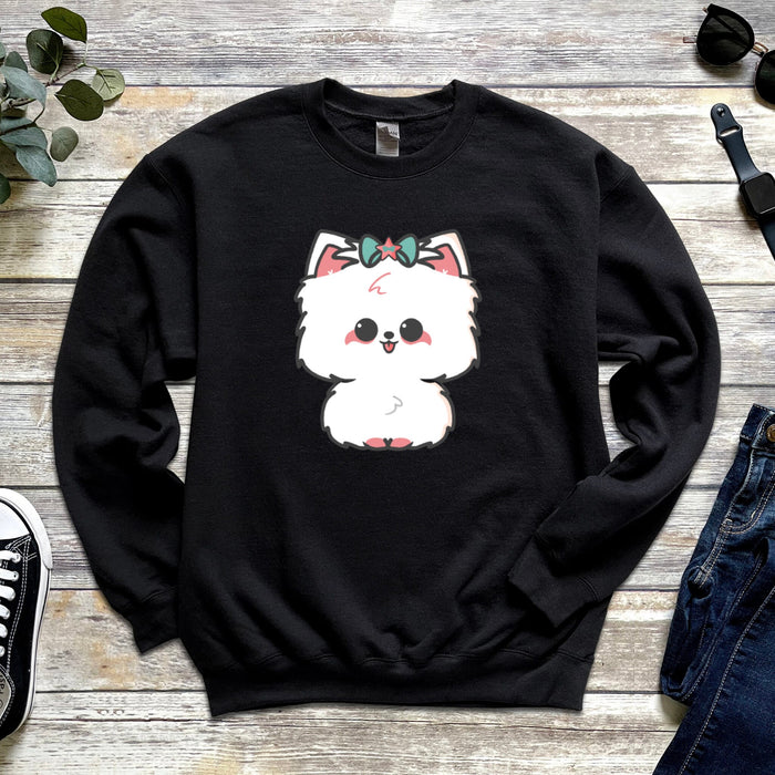 White Dog with Bow Unisex Sweatshirt