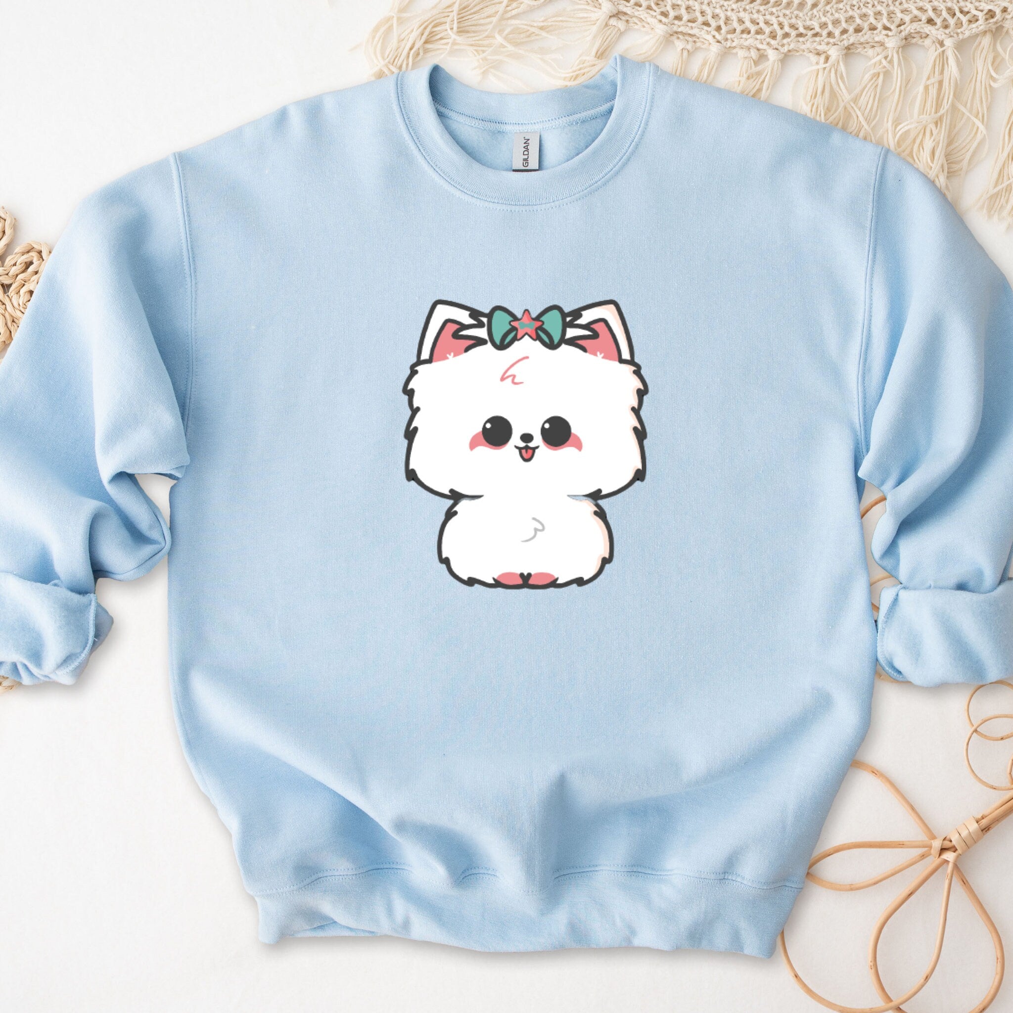 White Dog with Bow Unisex Sweatshirt