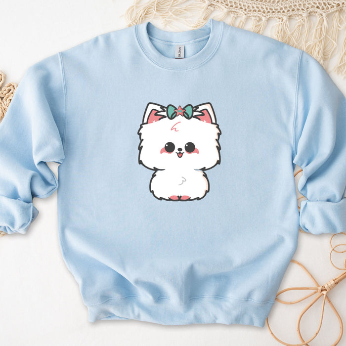 White Dog with Bow Unisex Sweatshirt