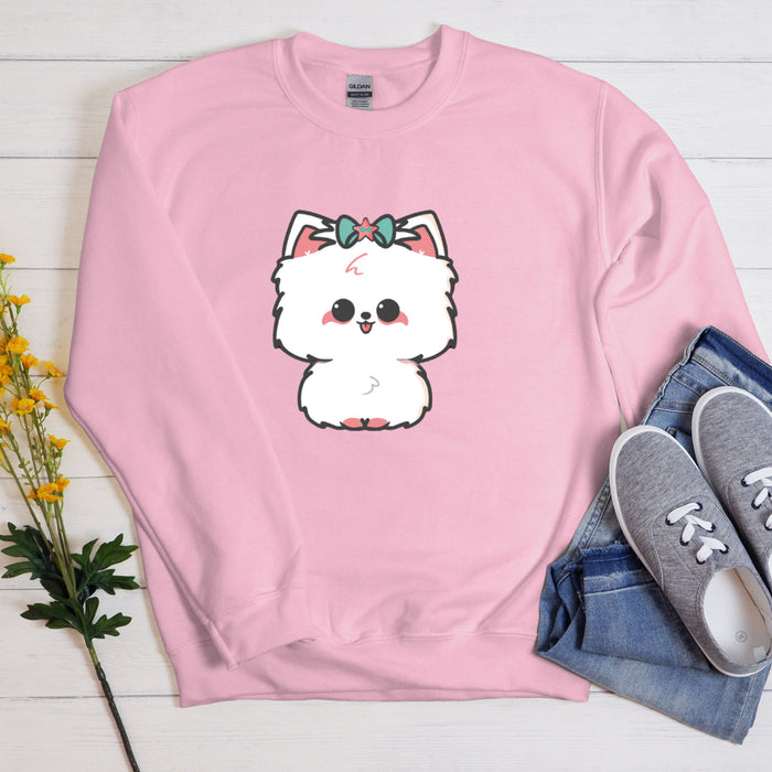 White Dog with Bow Unisex Sweatshirt