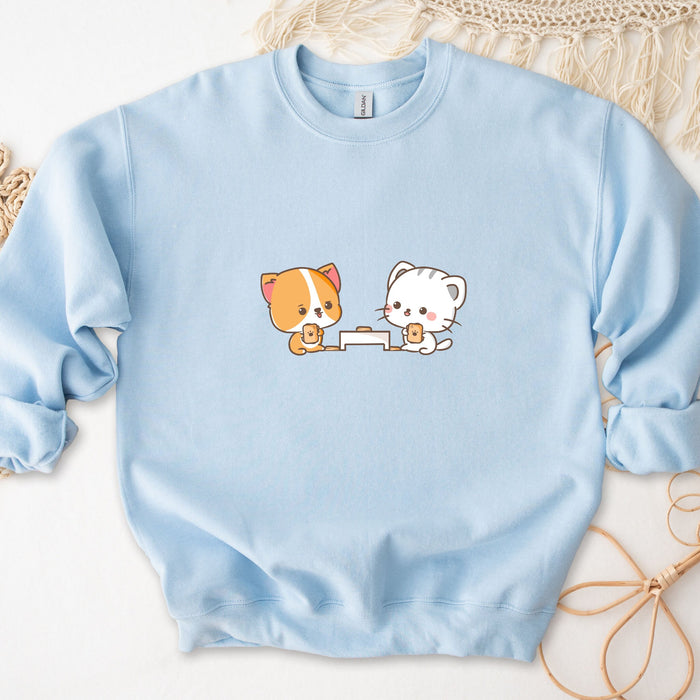 Kawaii Cat and Dog Card Game Sweatshirt