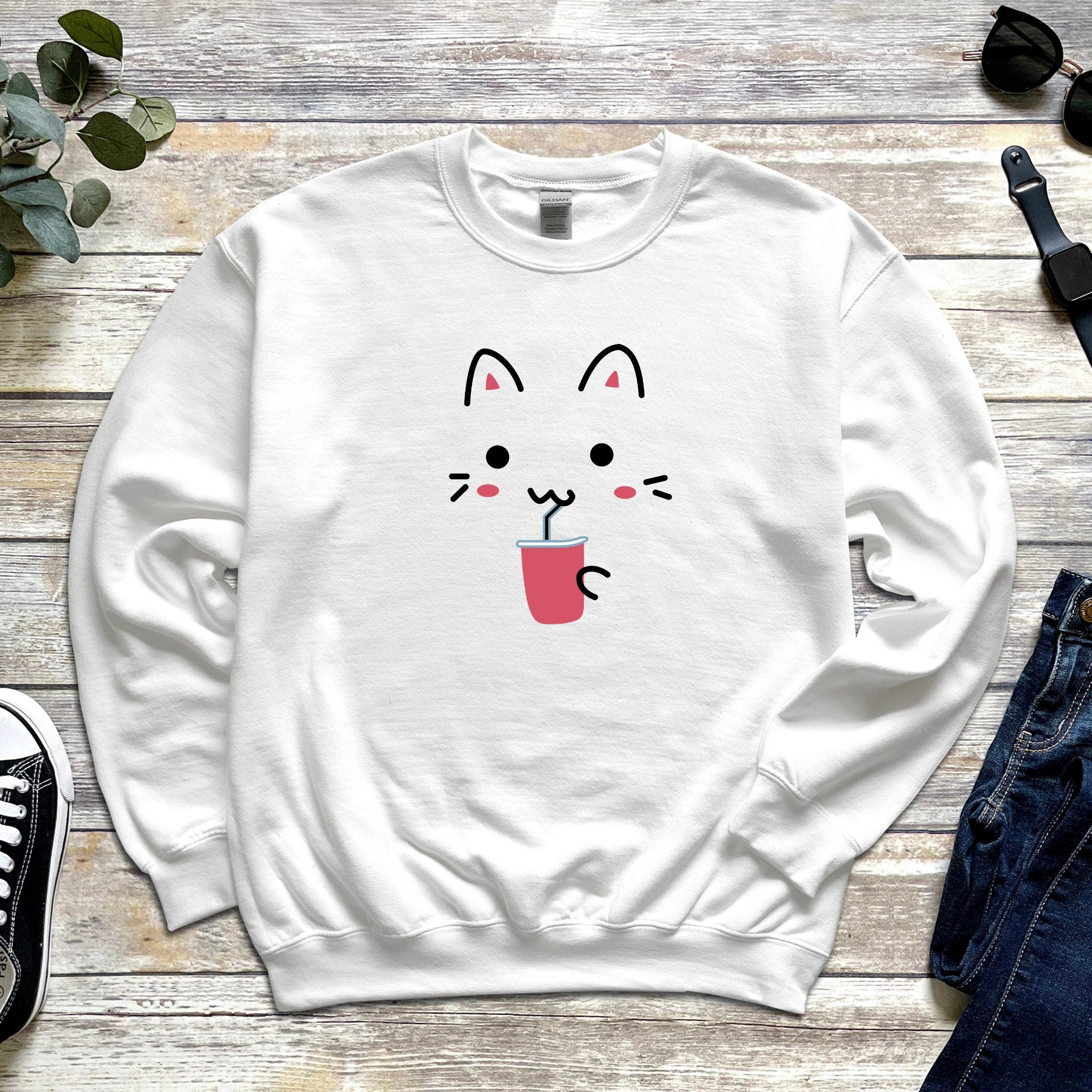 Cat Drinking Unisex Sweatshirt