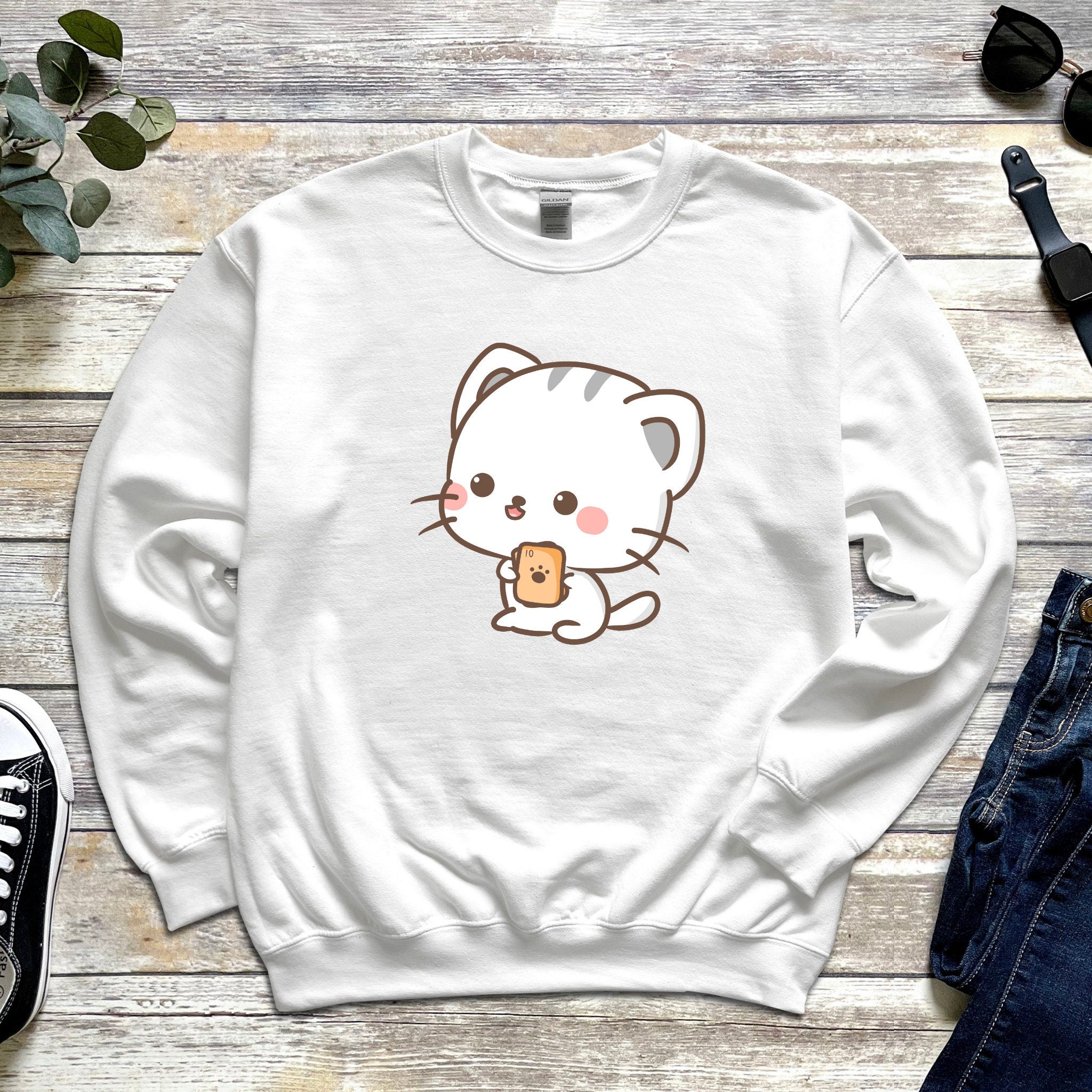 Kawaii Cat Card Game Sweatshirt