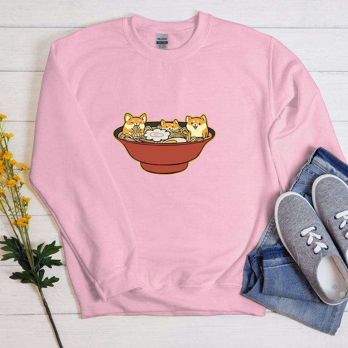 Shiba Inu Corgi Ramen Unisex Sweatshirt | Kids and Adults Sizes, Cute Kawaii Dog Japanese Streetwear, Comfy Gift for Her, Gift for Him