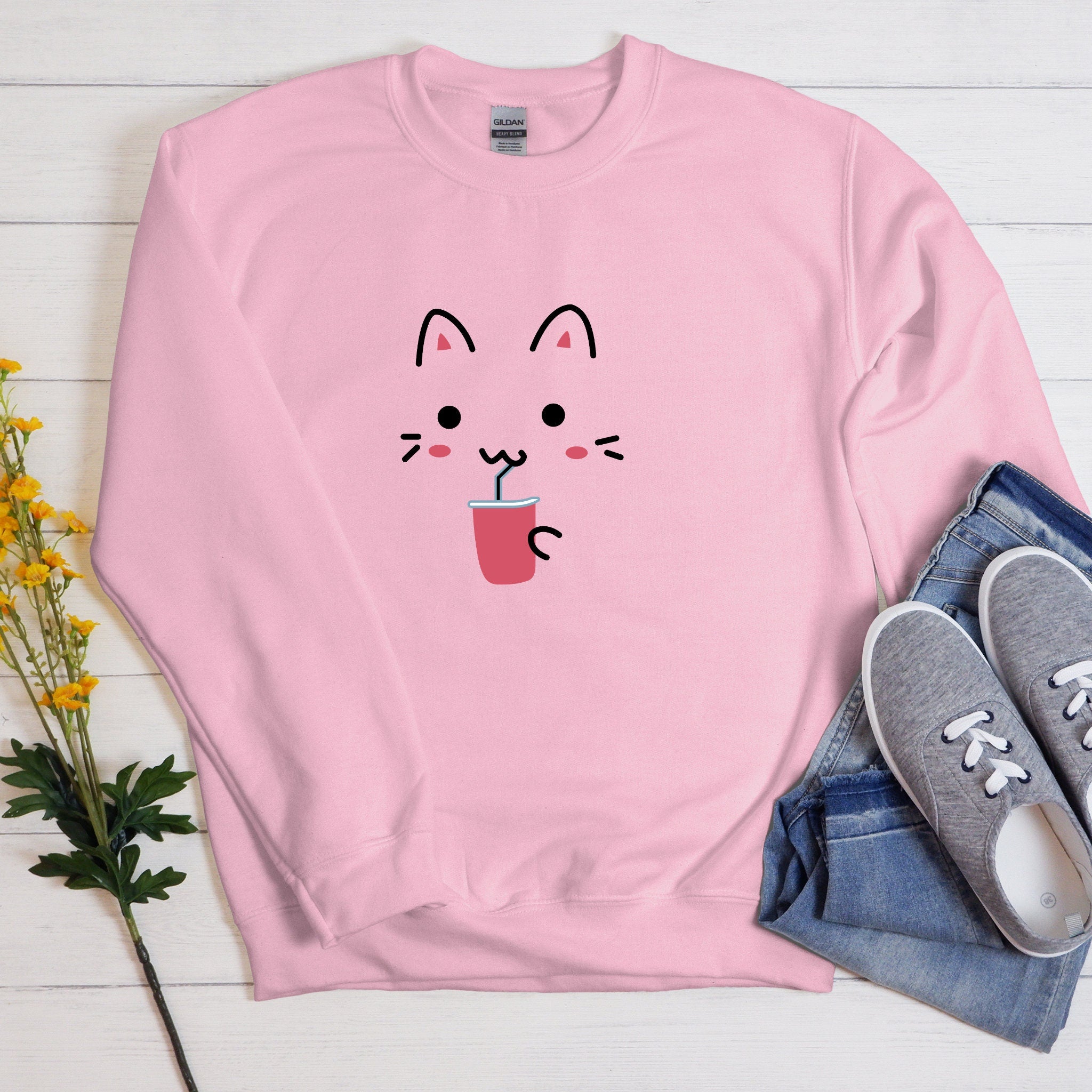 Cat Drinking Unisex Sweatshirt