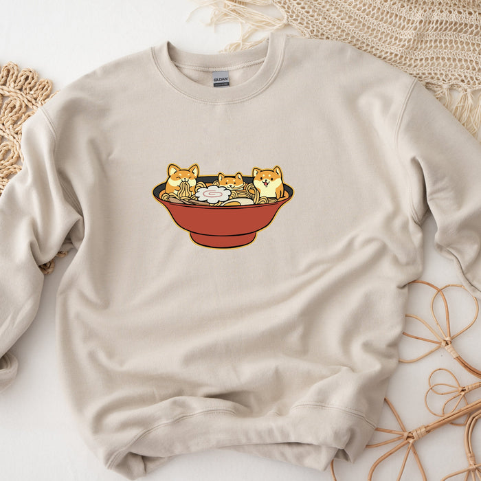 Shiba Inu Corgi Ramen Unisex Sweatshirt | Kids and Adults Sizes, Cute Kawaii Dog Japanese Streetwear, Comfy Gift for Her, Gift for Him