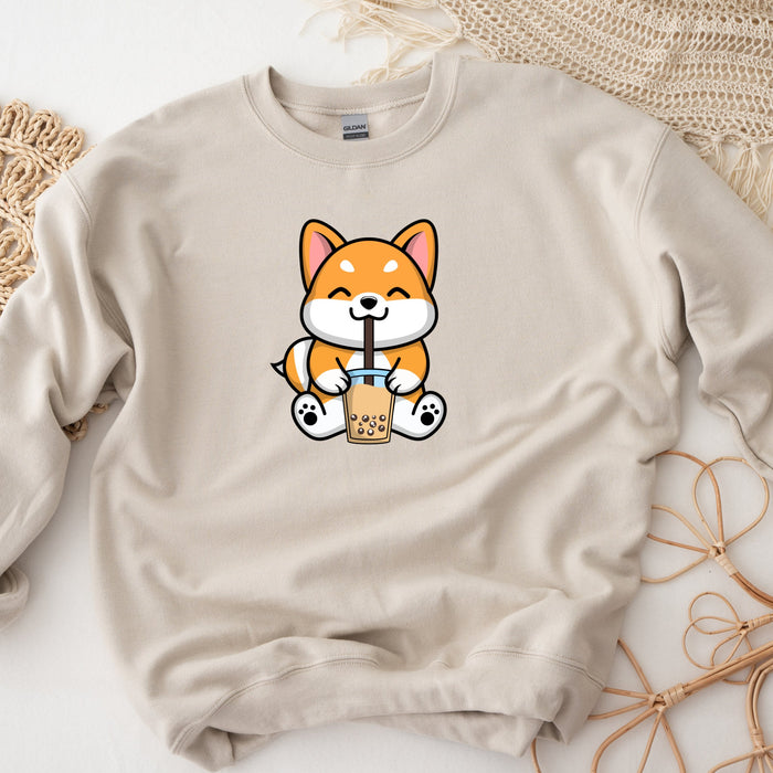 Corgi Sipping Boba Tea Unisex Sweatshirt