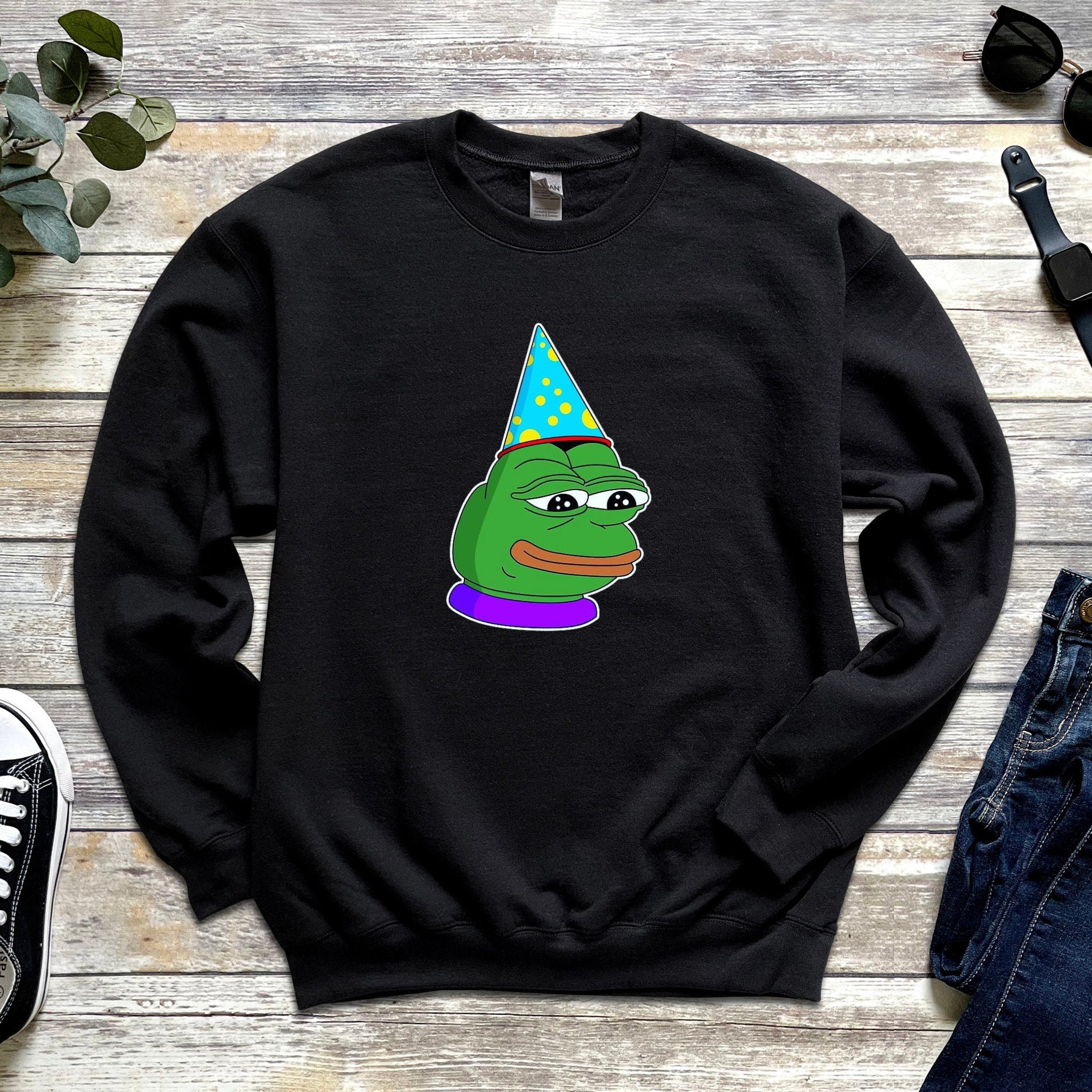 Birthday Hat Pepe the Frog Unisex Sweatshirt