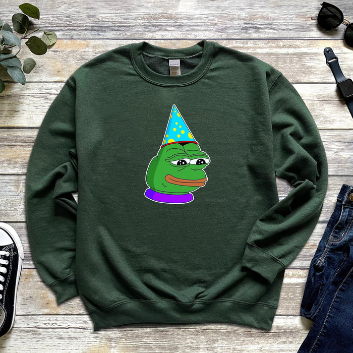 Birthday Hat Pepe the Frog Unisex Sweatshirt