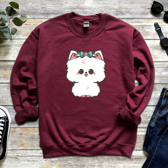 White Dog with Bow Unisex Sweatshirt