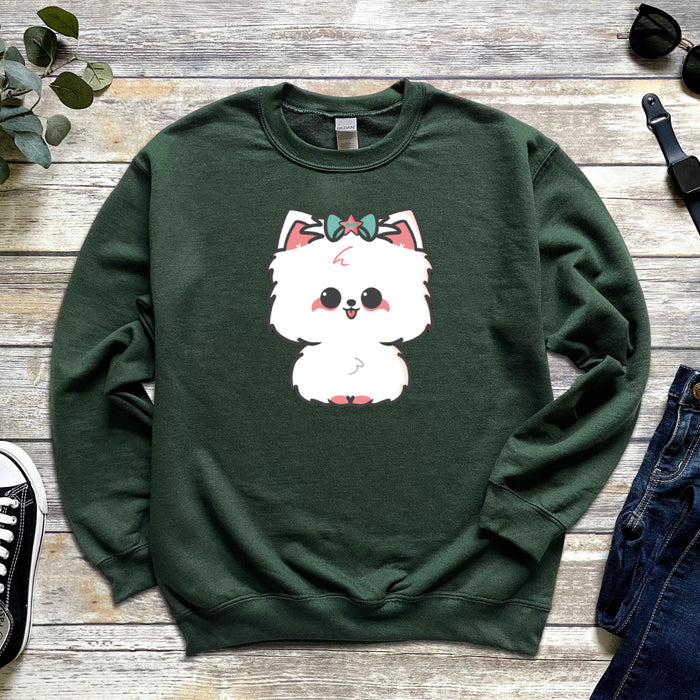 White Dog with Bow Unisex Sweatshirt