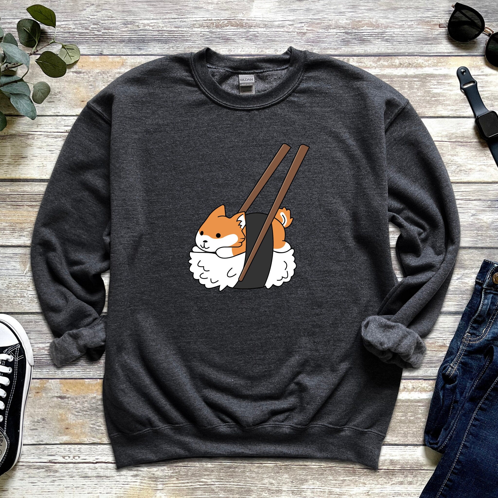Sushi Shiba Inu Chopsticks Unisex Sweatshirt