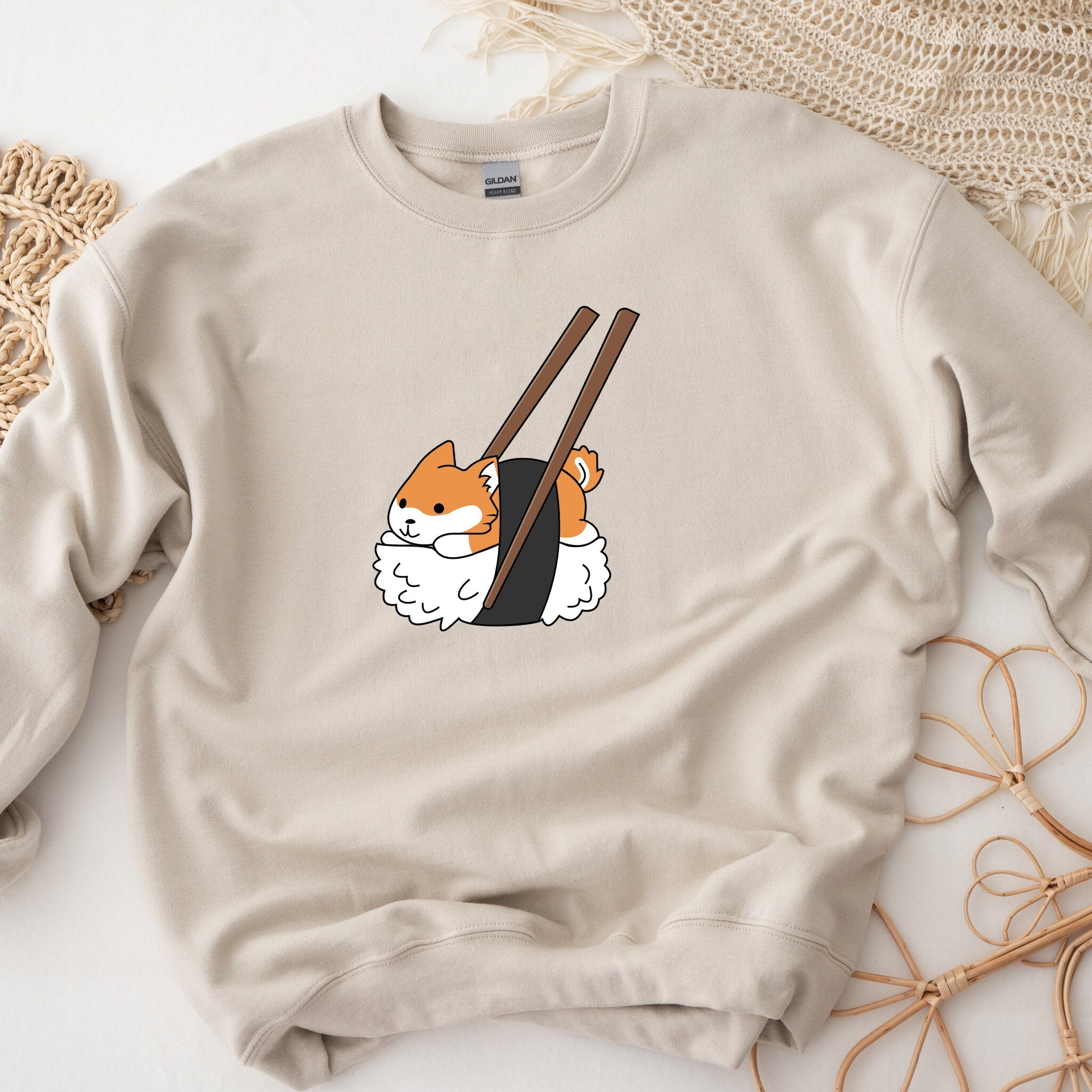 Sushi Shiba Inu Chopsticks Unisex Sweatshirt