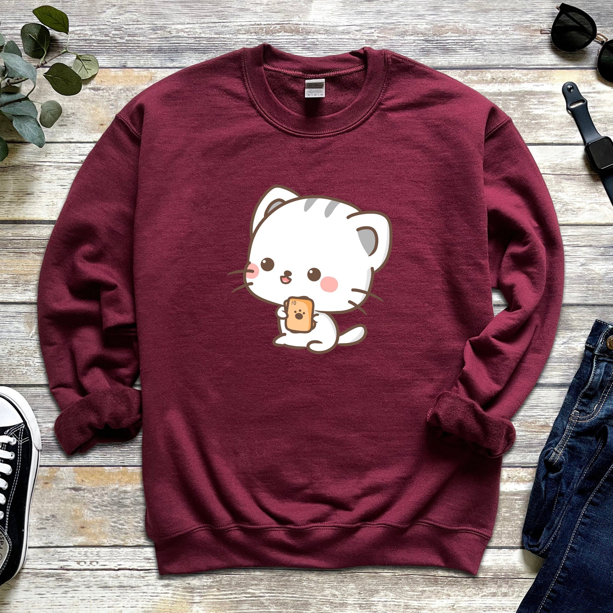 Kawaii Cat Card Game Sweatshirt
