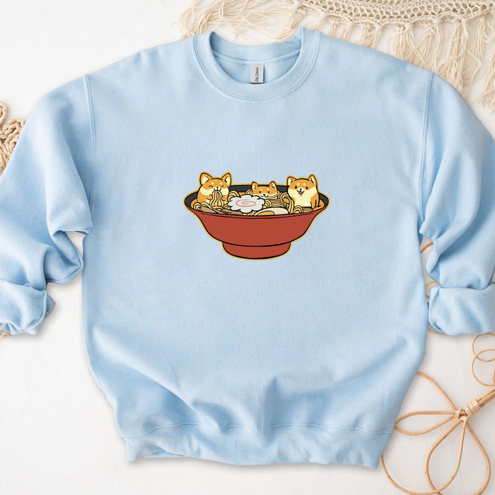 Shiba Inu Corgi Ramen Unisex Sweatshirt | Kids and Adults Sizes, Cute Kawaii Dog Japanese Streetwear, Comfy Gift for Her, Gift for Him