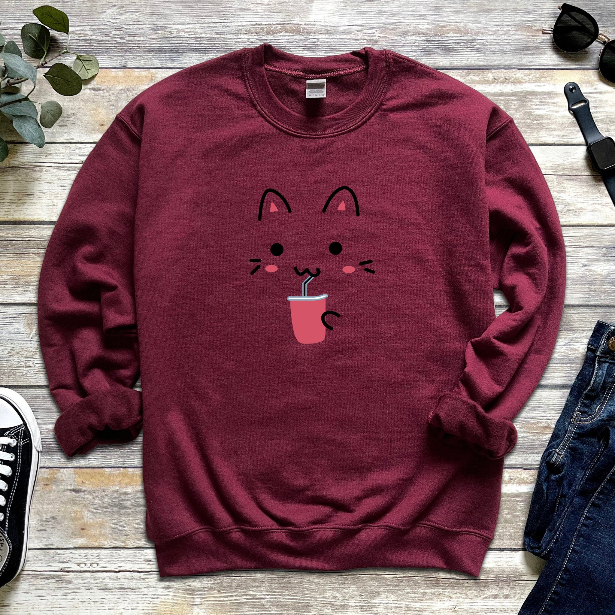 Cat Drinking Unisex Sweatshirt