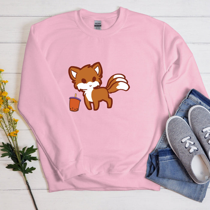 Fox Drinking Boba Tea Sweatshirt