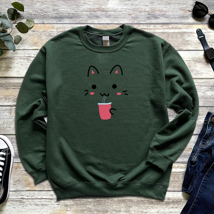 Cat Drinking Unisex Sweatshirt